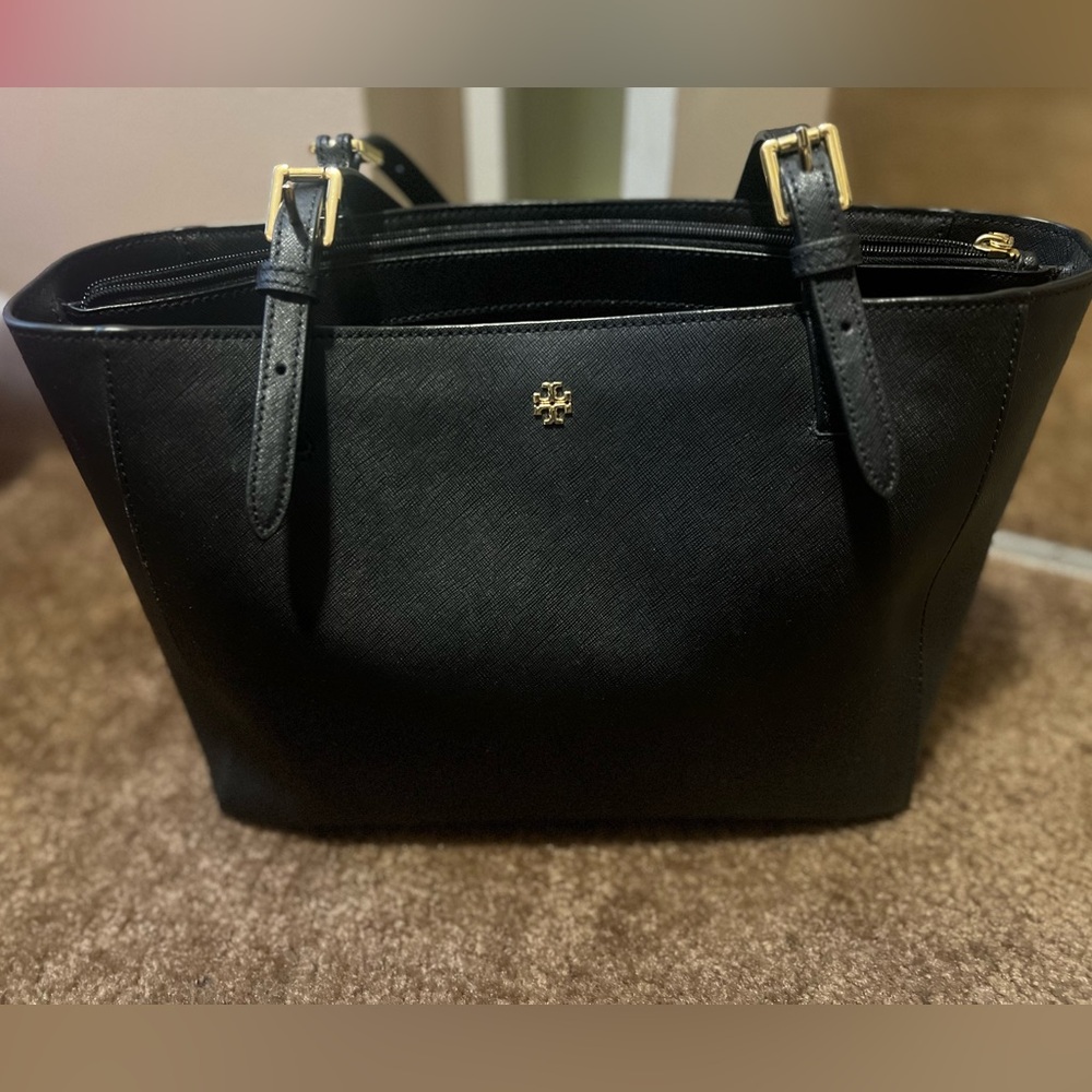 Tory Burch Black Tote with Gold Logo